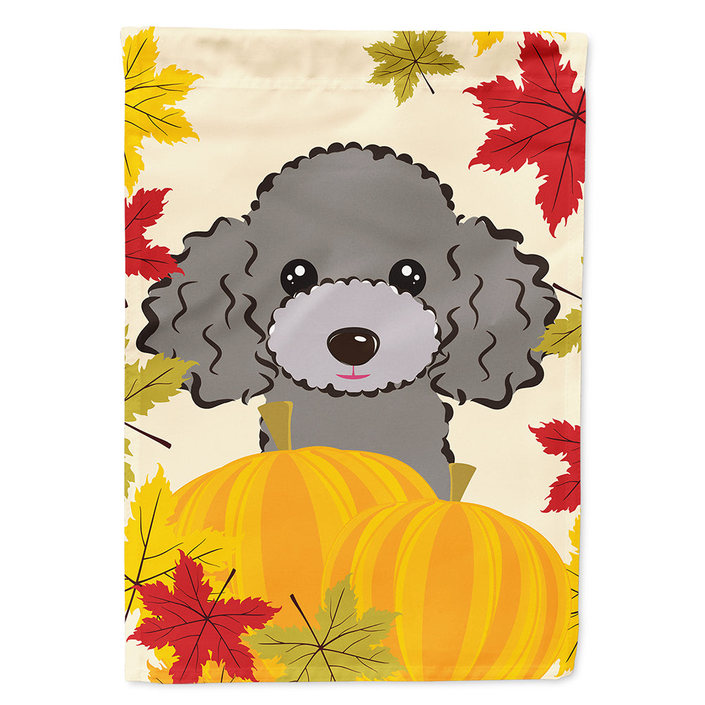 Silver Gray Poodle Thanksgiving Flag Canvas House Size BB2065CHF  the-store.com.