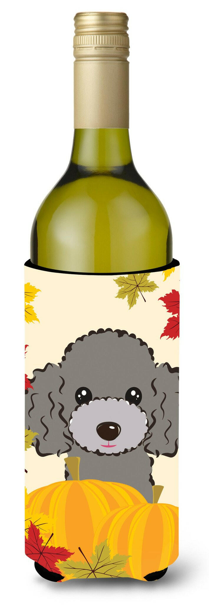 Silver Gray Poodle Thanksgiving Wine Bottle Beverage Insulator Hugger BB2065LITERK by Caroline&#39;s Treasures