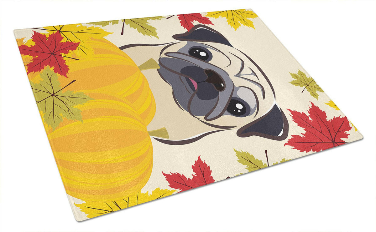 Fawn Pug Thanksgiving Glass Cutting Board Large BB2068LCB by Caroline&#39;s Treasures