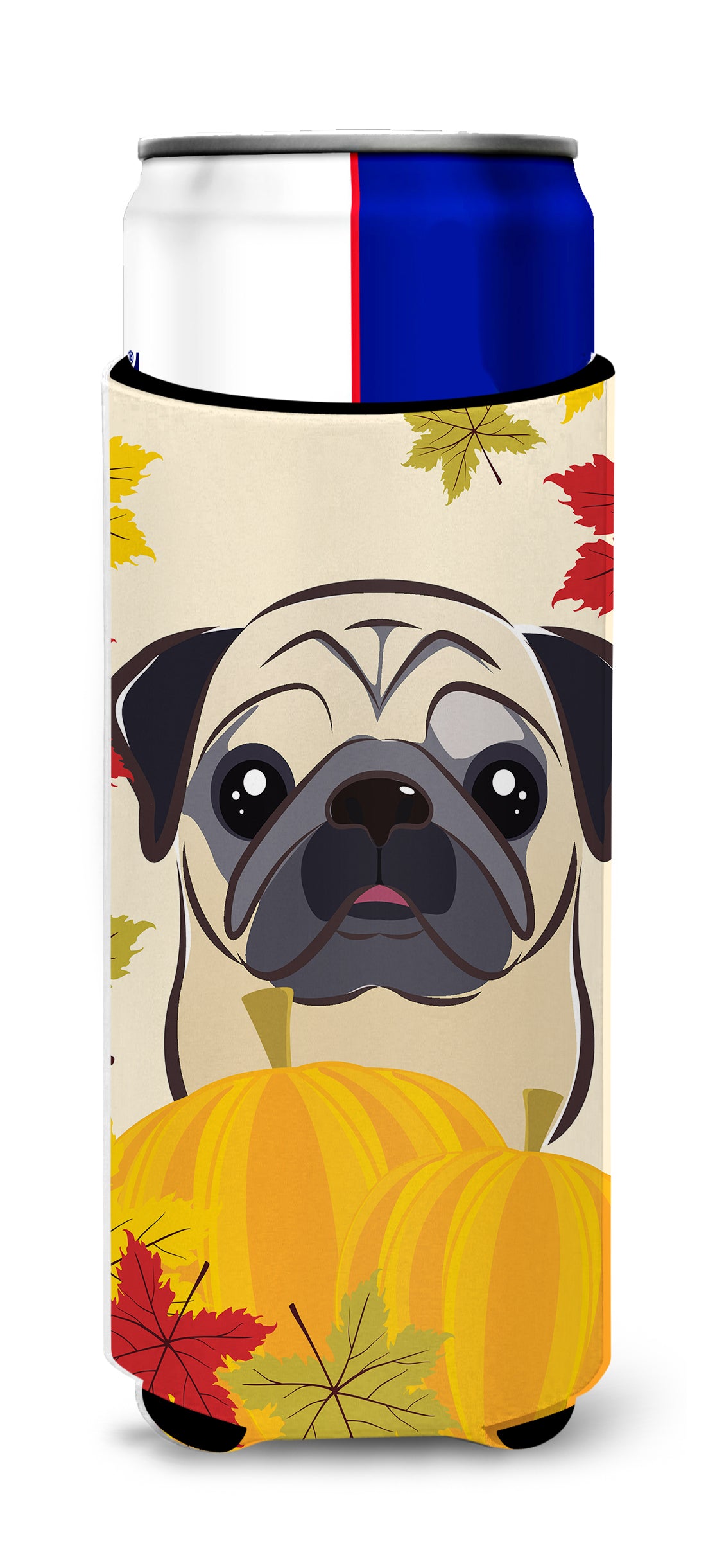 Fawn Pug Thanksgiving  Ultra Beverage Insulator for slim cans BB2068MUK  the-store.com.