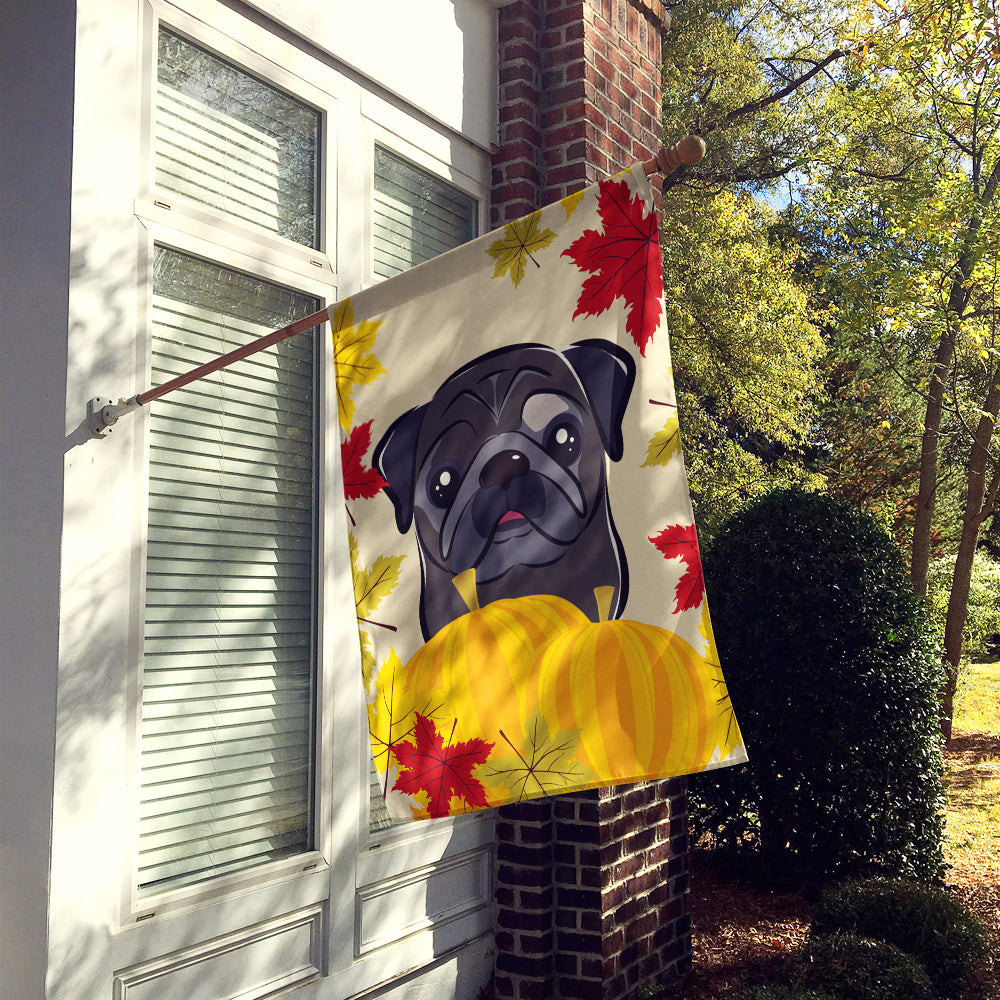 Black Pug Thanksgiving Flag Canvas House Size BB2069CHF  the-store.com.