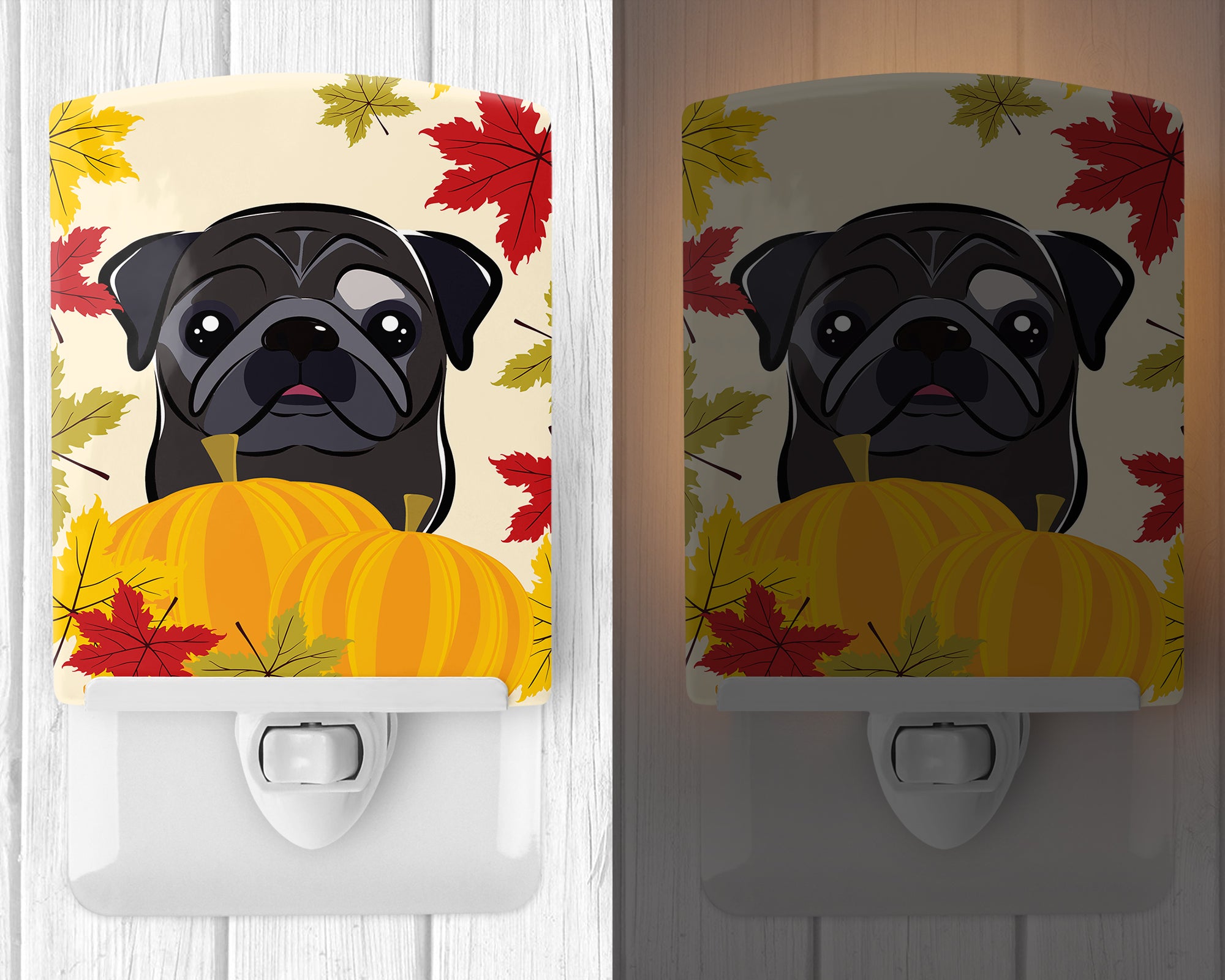 Black Pug Thanksgiving Ceramic Night Light BB2069CNL - the-store.com