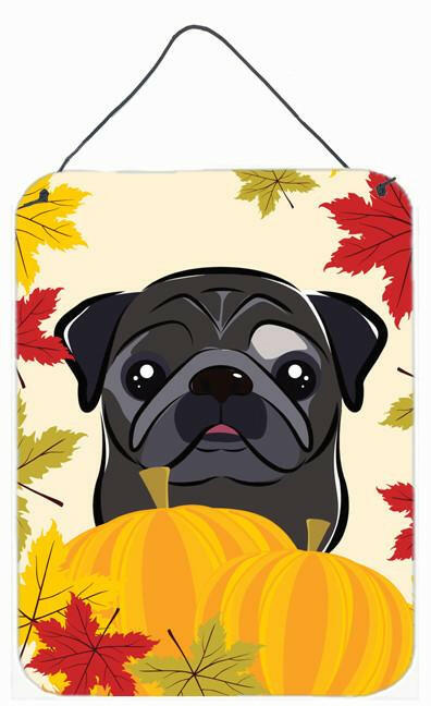 Black Pug Thanksgiving Wall or Door Hanging Prints BB2069DS1216 by Caroline's Treasures