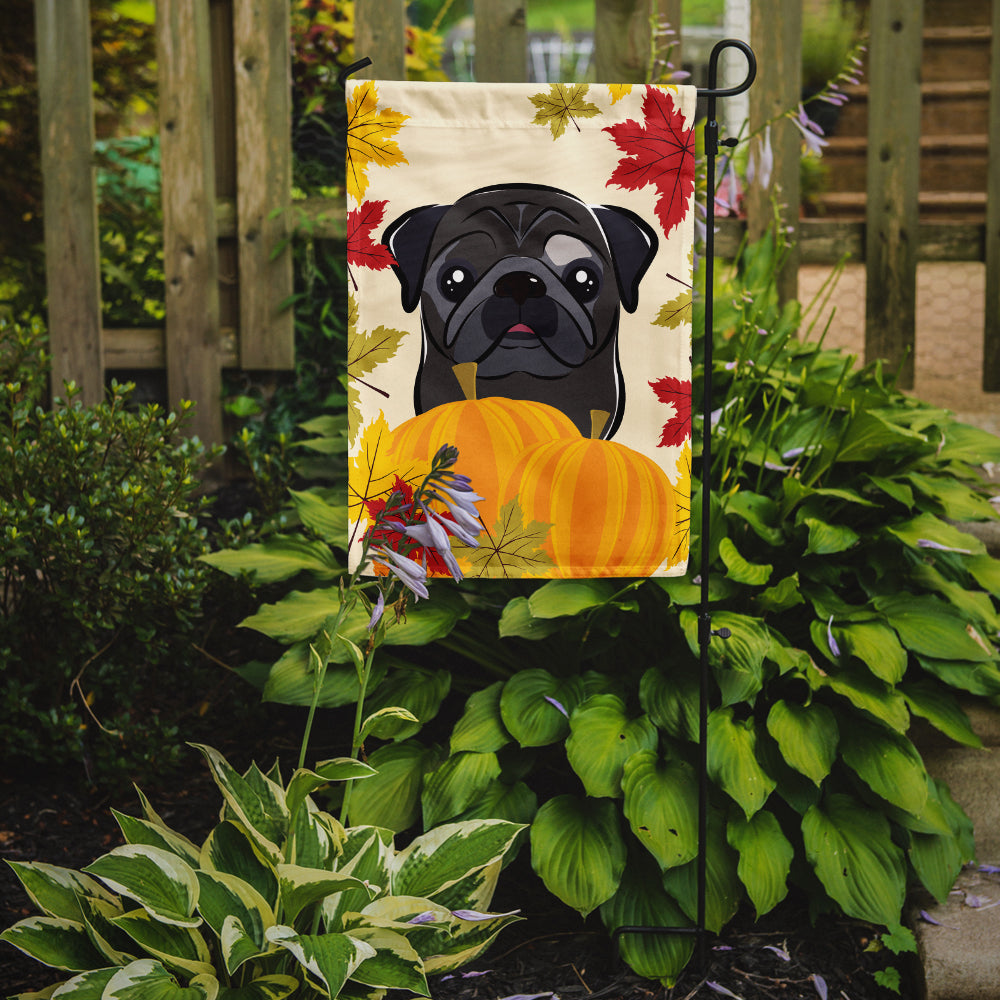 Black Pug Thanksgiving Flag Garden Size BB2069GF.