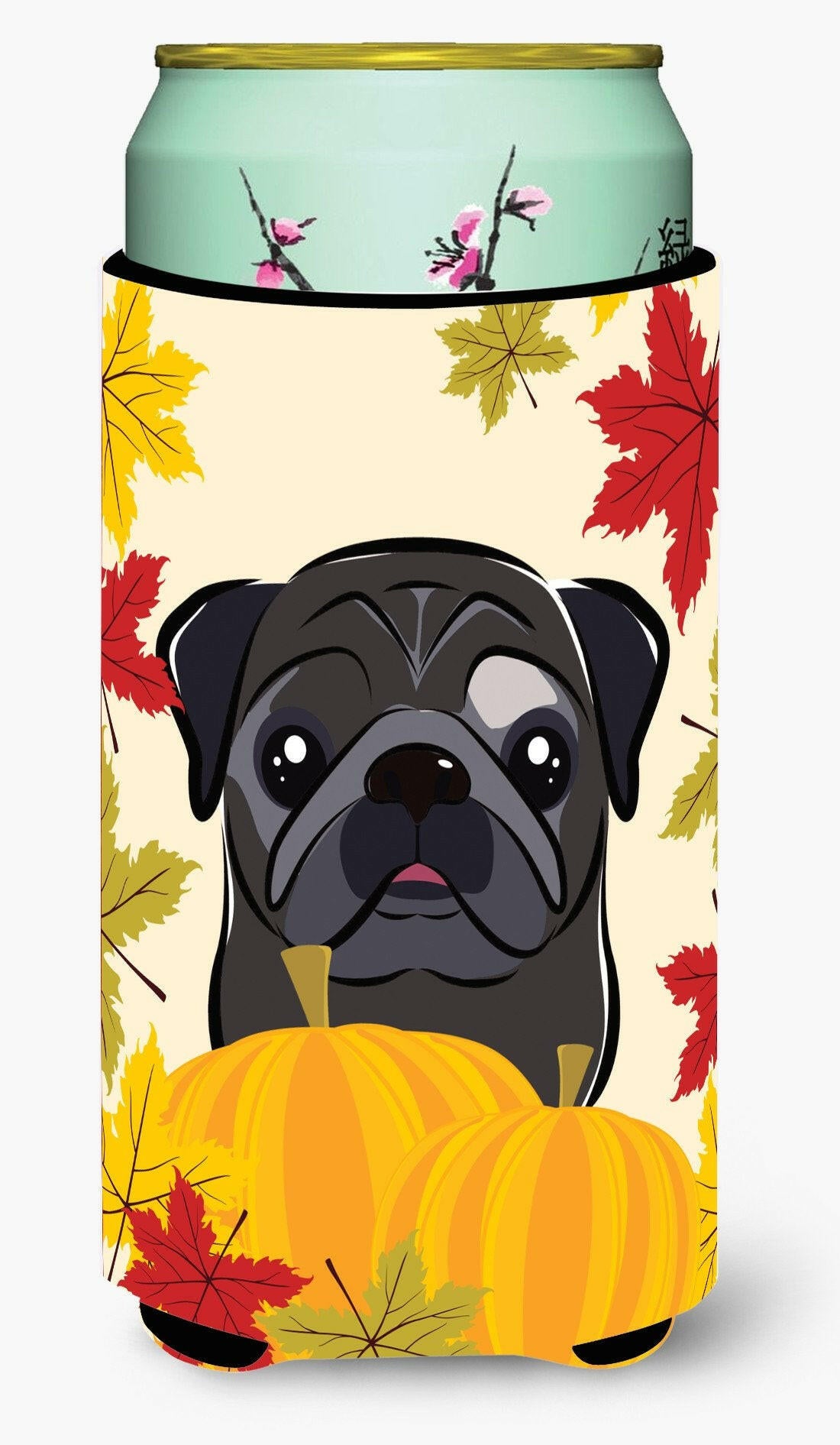 Black Pug Thanksgiving Tall Boy Beverage Insulator  Hugger BB2069TBC by Caroline&#39;s Treasures