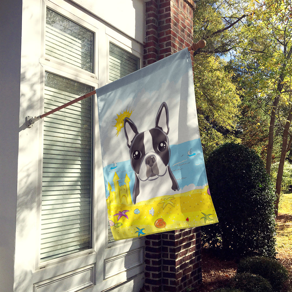 Boston Terrier Summer Beach Flag Canvas House Size BB2071CHF  the-store.com.