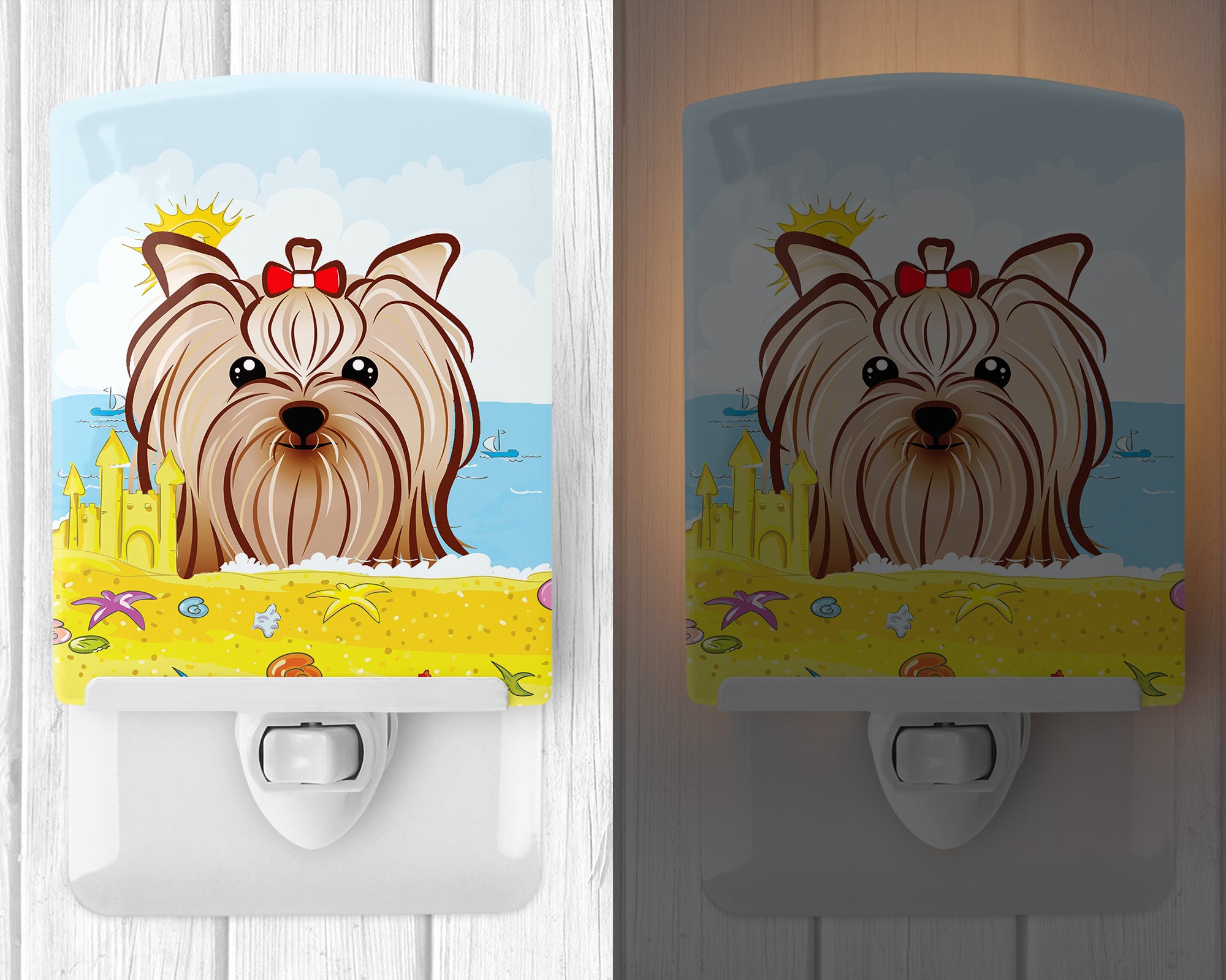 Yorkie Yorkishire Terrier Summer Beach Ceramic Night Light BB2072CNL - the-store.com