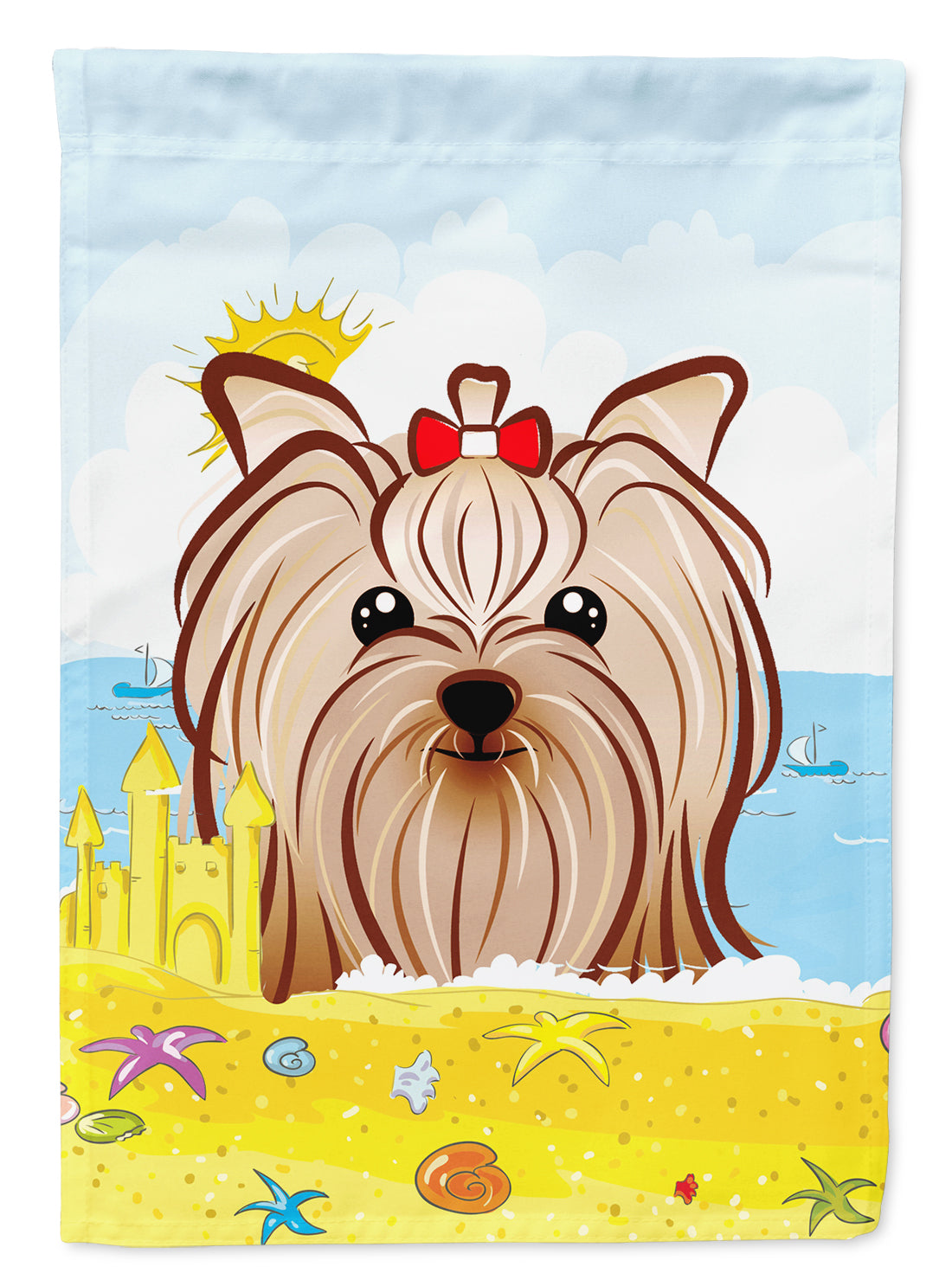 Yorkie Yorkshire Terrier Summer Beach Flag Garden Size BB2072GF.