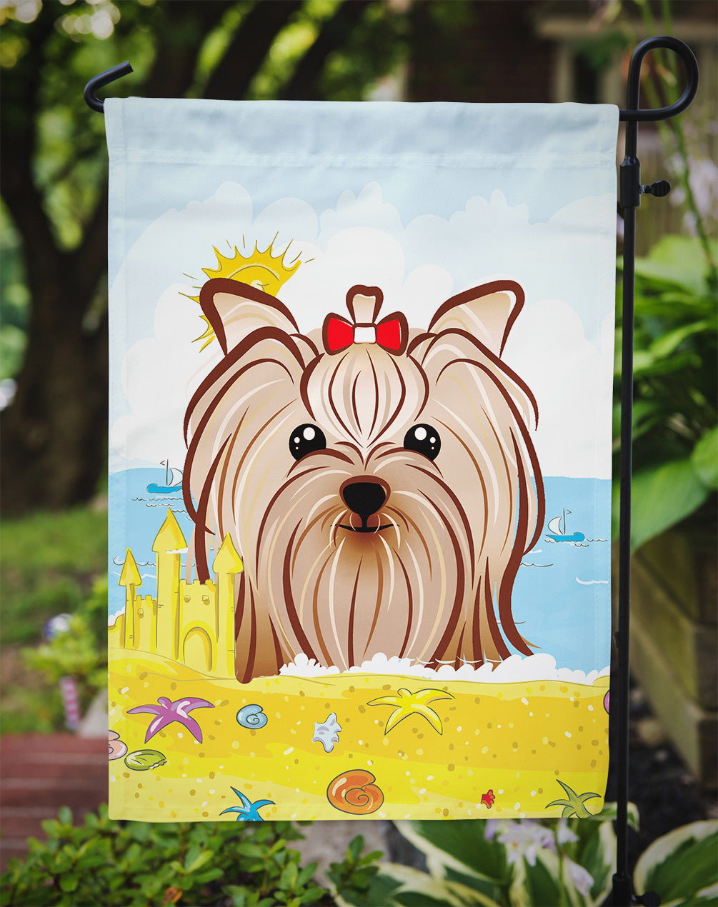 Yorkie Yorkshire Terrier Summer Beach Flag Garden Size BB2072GF.