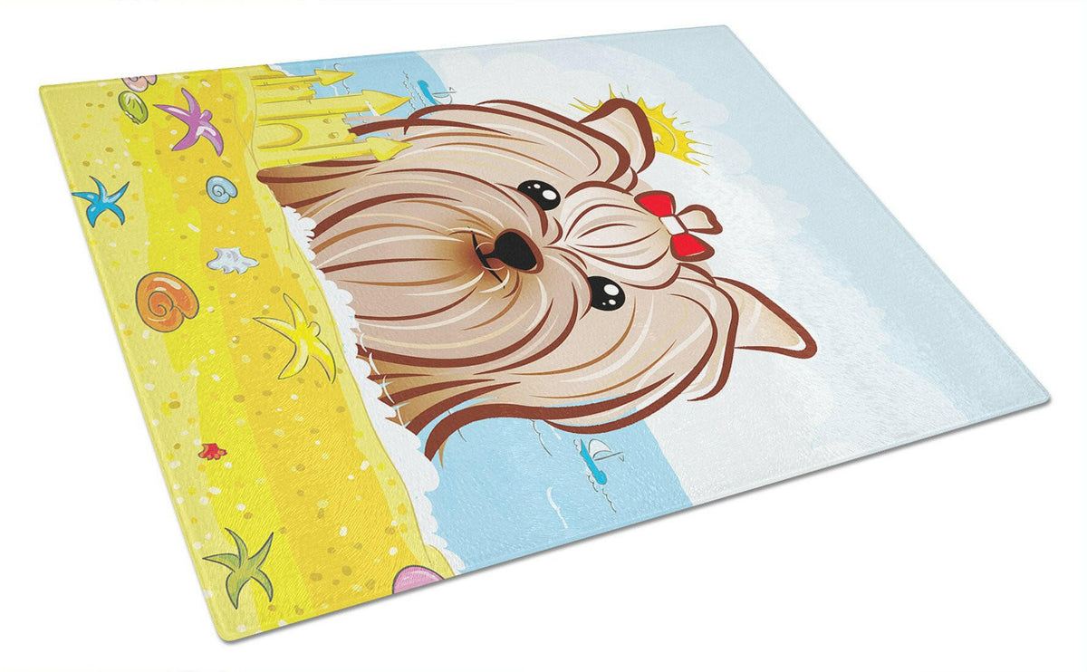 Yorkie Yorkshire Terrier Summer Beach Glass Cutting Board Large BB2072LCB by Caroline&#39;s Treasures