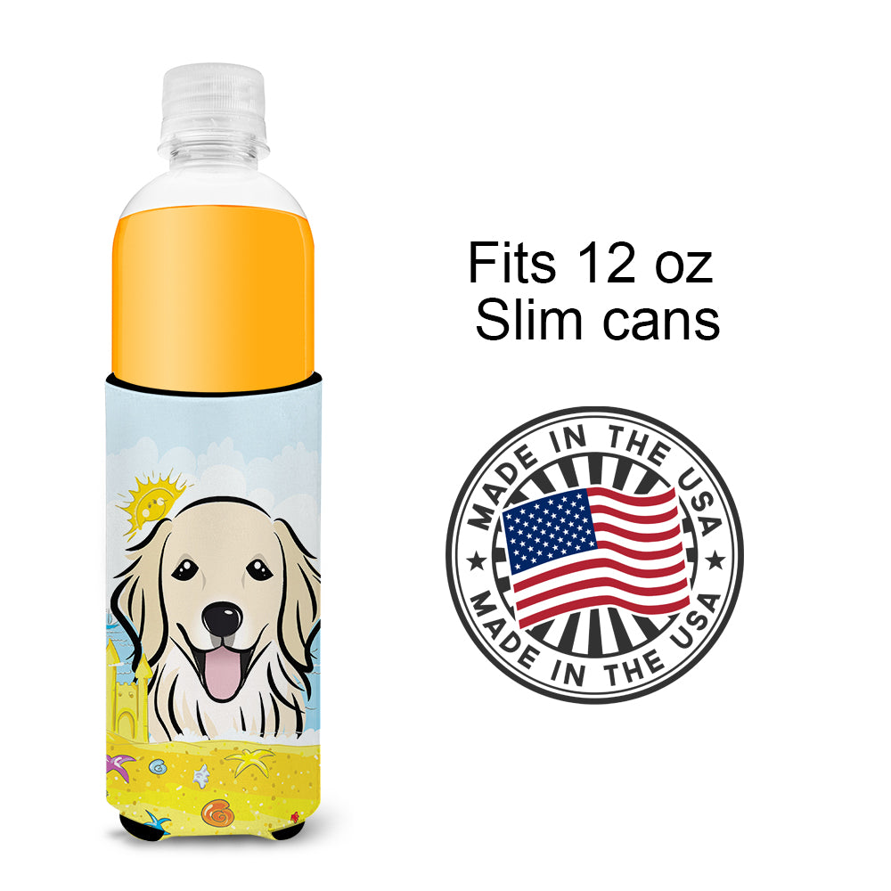 Golden Retriever Summer Beach  Ultra Beverage Insulator for slim cans BB2073MUK  the-store.com.