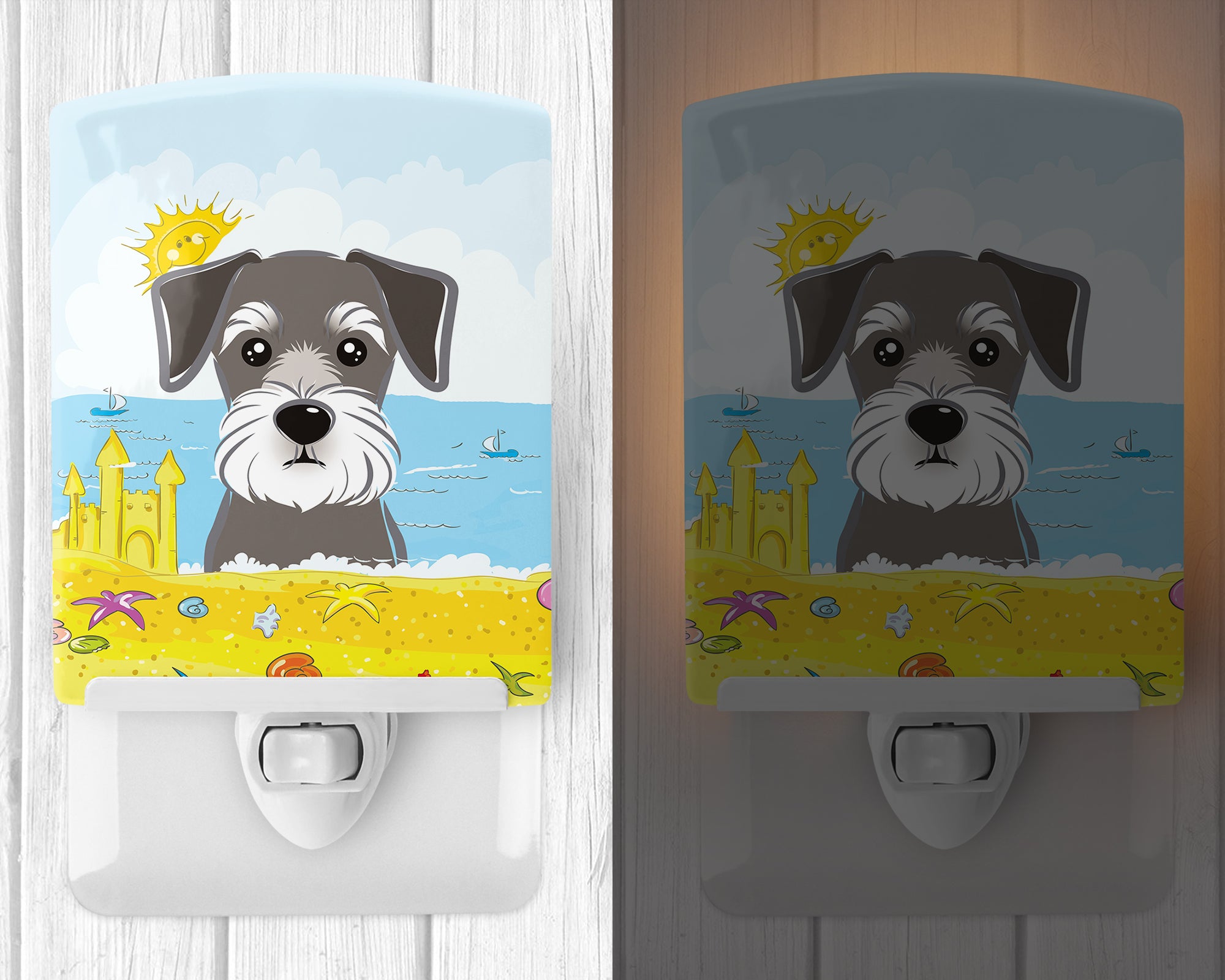 Schnauzer Summer Beach Ceramic Night Light BB2074CNL - the-store.com