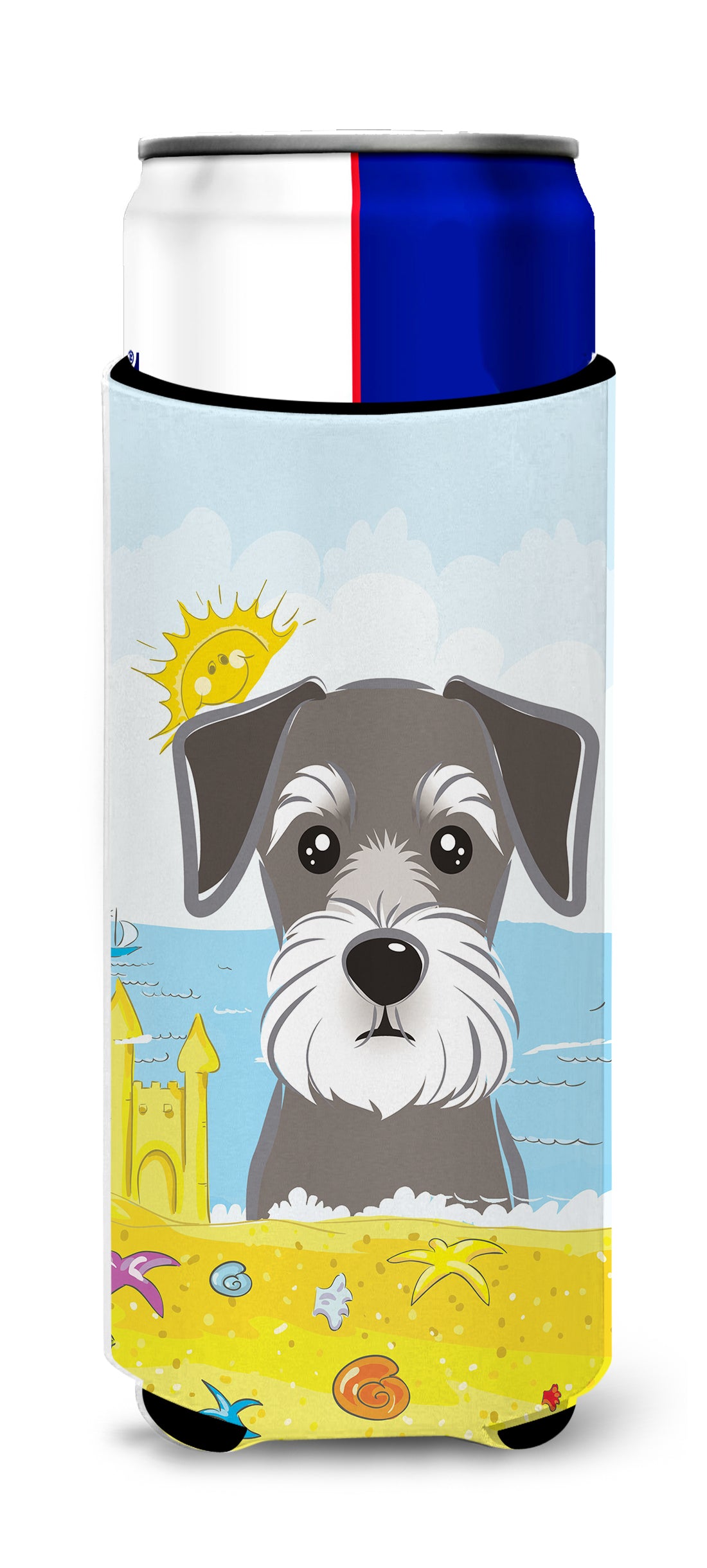 Schnauzer Summer Beach  Ultra Beverage Insulator for slim cans BB2074MUK  the-store.com.