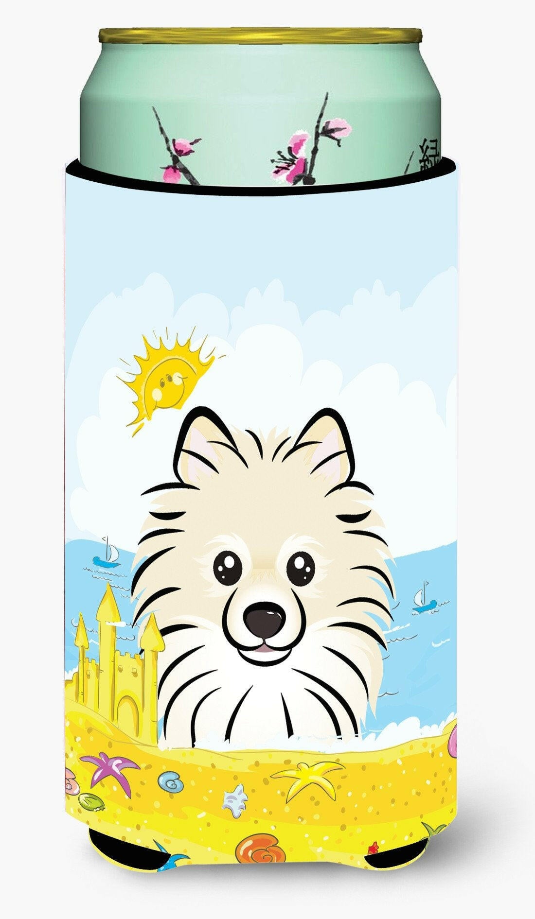 Pomeranian Summer Beach Tall Boy Beverage Insulator  Hugger BB2075TBC by Caroline&#39;s Treasures