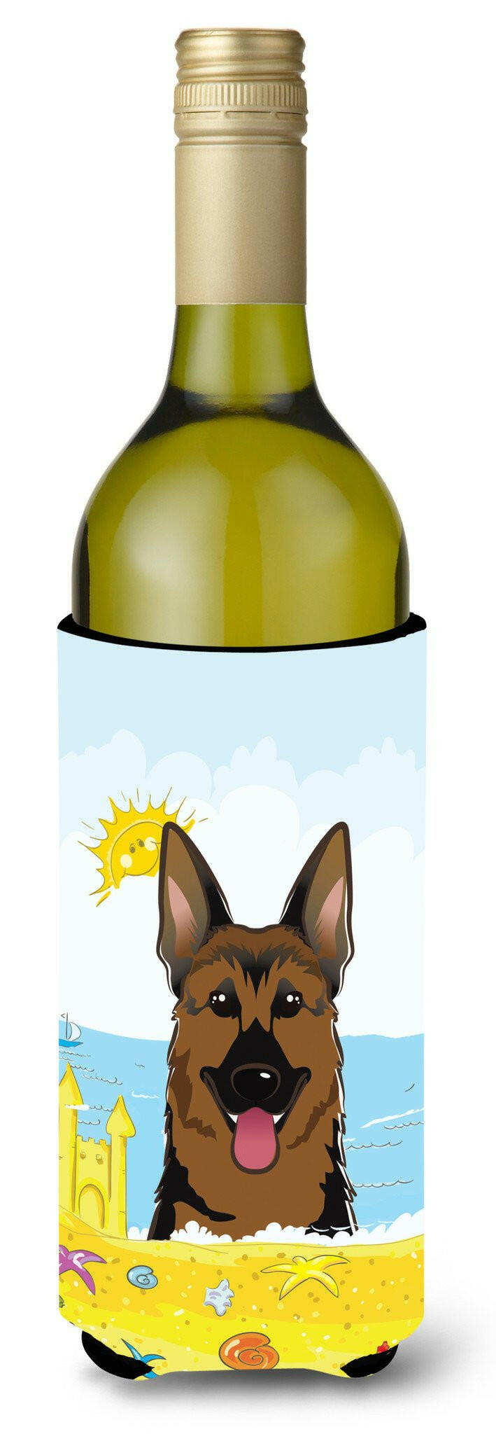 German Shepherd Summer Beach Wine Bottle Beverage Insulator Hugger BB2079LITERK by Caroline's Treasures