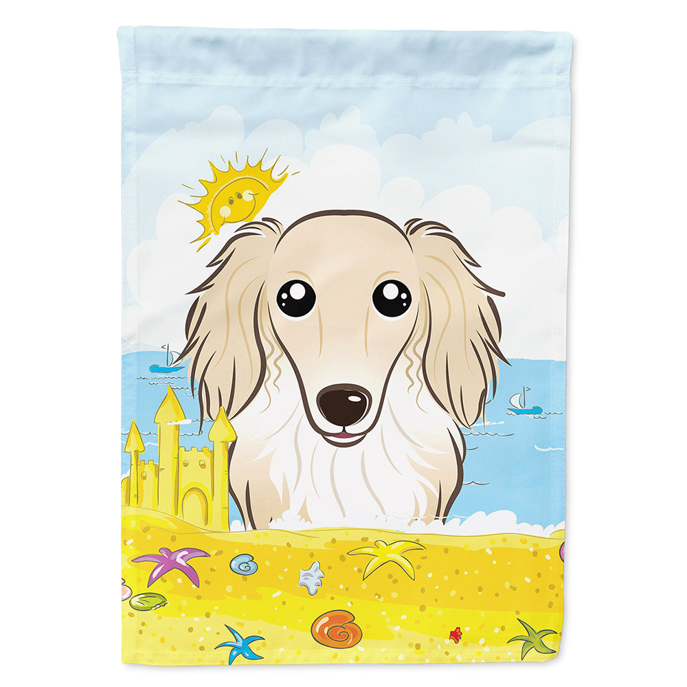 Longhair Creme Dachshund Summer Beach Flag Canvas House Size BB2080CHF  the-store.com.