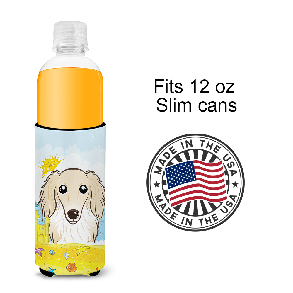 Longhair Creme Dachshund Summer Beach  Ultra Beverage Insulator for slim cans BB2080MUK  the-store.com.