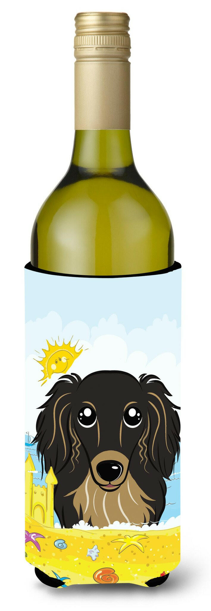 Longhair Black and Tan Dachshund Summer Beach Wine Bottle Beverage Insulator Hugger BB2081LITERK by Caroline&#39;s Treasures
