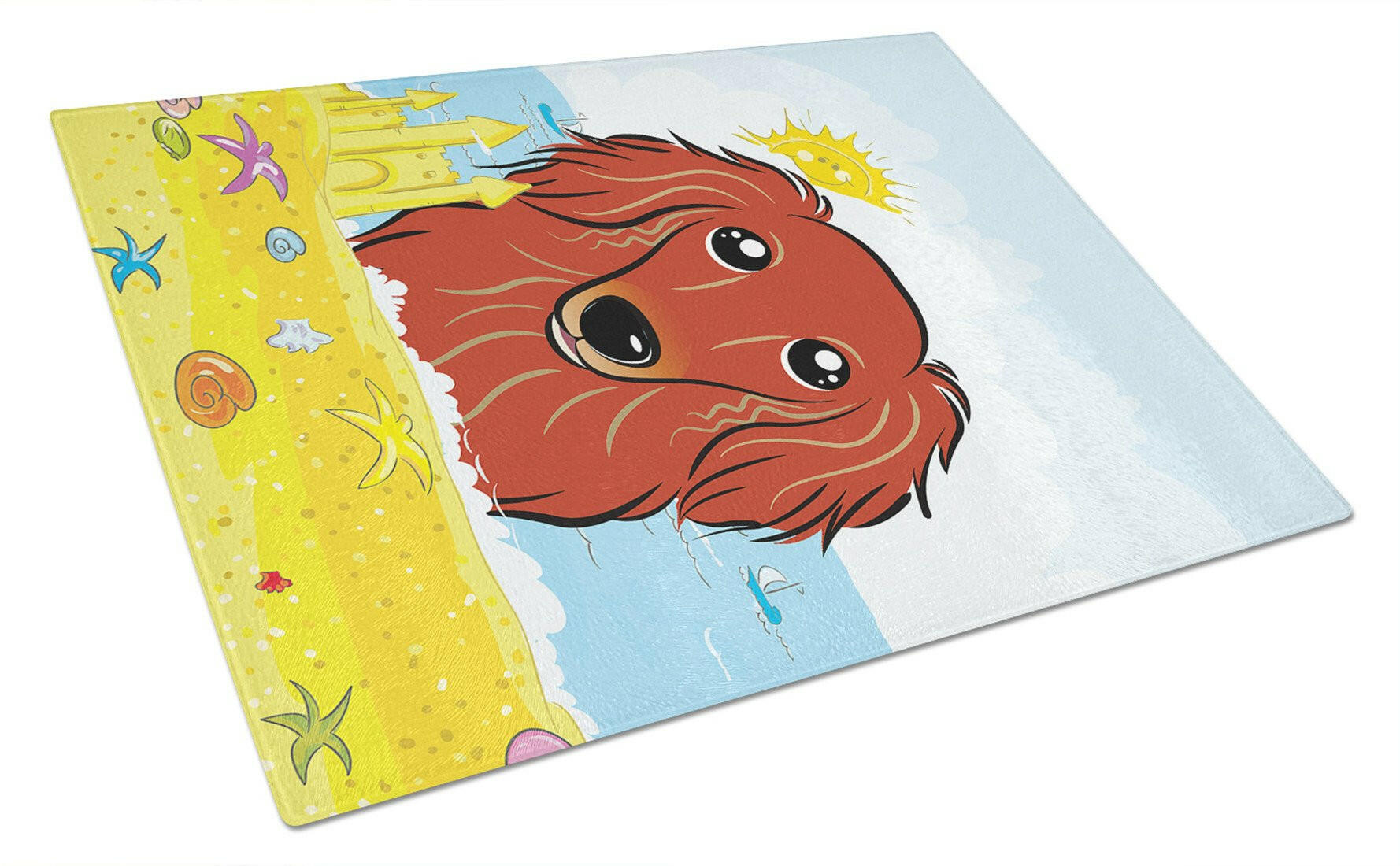 Longhair Red Dachshund Summer Beach Glass Cutting Board Large BB2082LCB by Caroline's Treasures