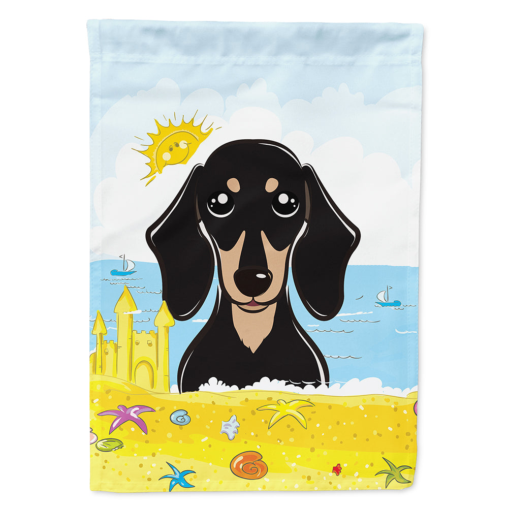 Smooth Black and Tan Dachshund Summer Beach Flag Canvas House Size BB2083CHF  the-store.com.