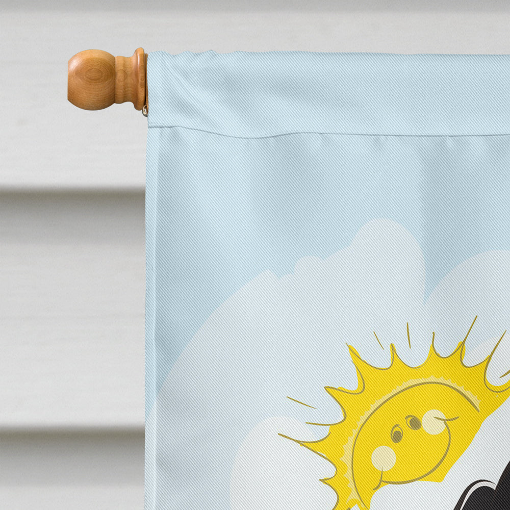 Smooth Black and Tan Dachshund Summer Beach Flag Canvas House Size BB2083CHF  the-store.com.