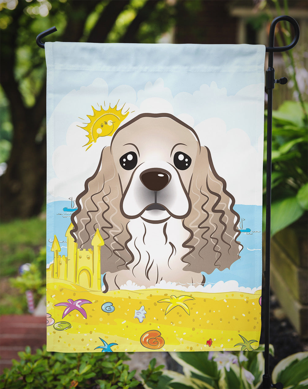 Cocker Spaniel Summer Beach Flag Garden Size BB2084GF.