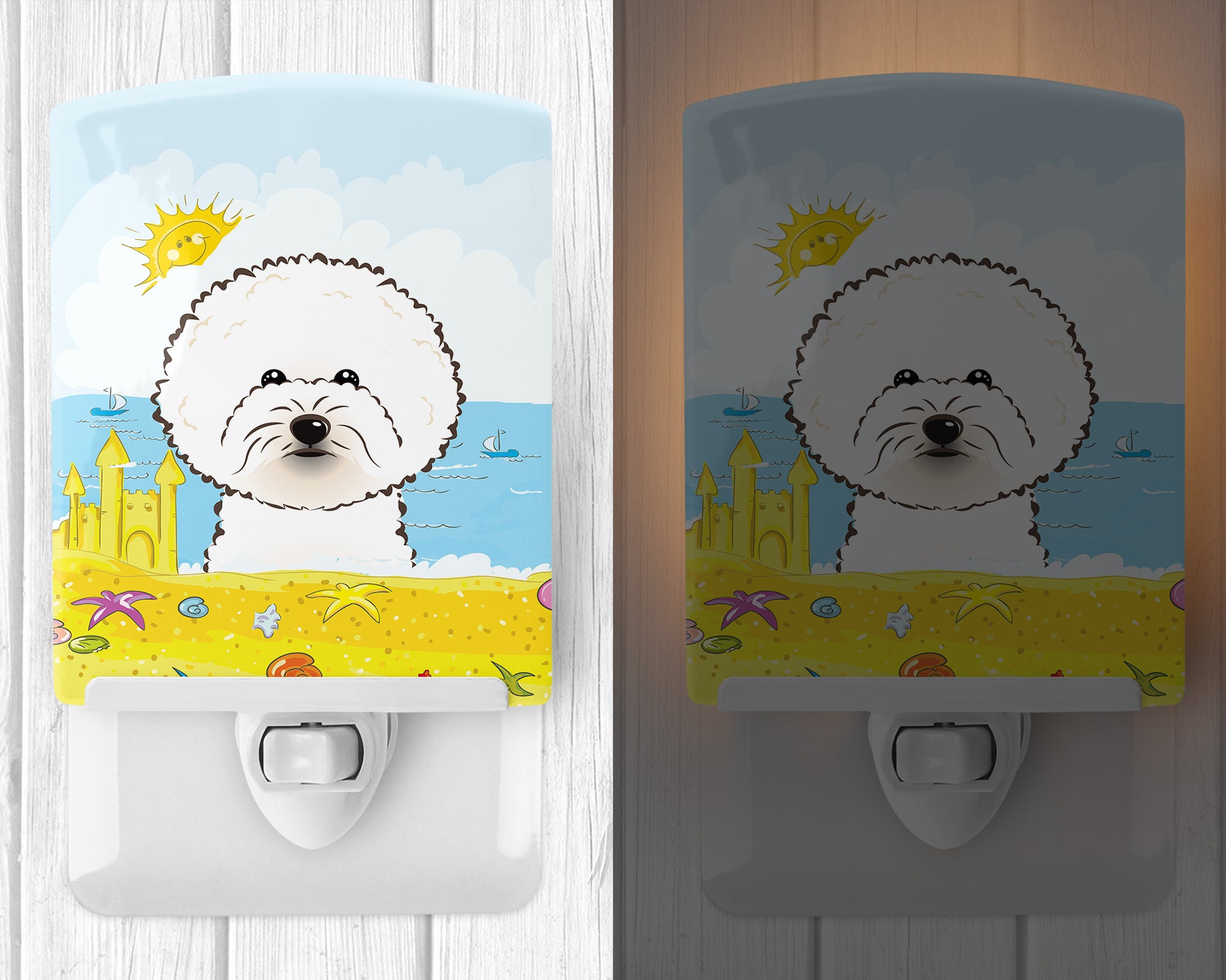 Bichon Frise Summer Beach Ceramic Night Light BB2085CNL - the-store.com