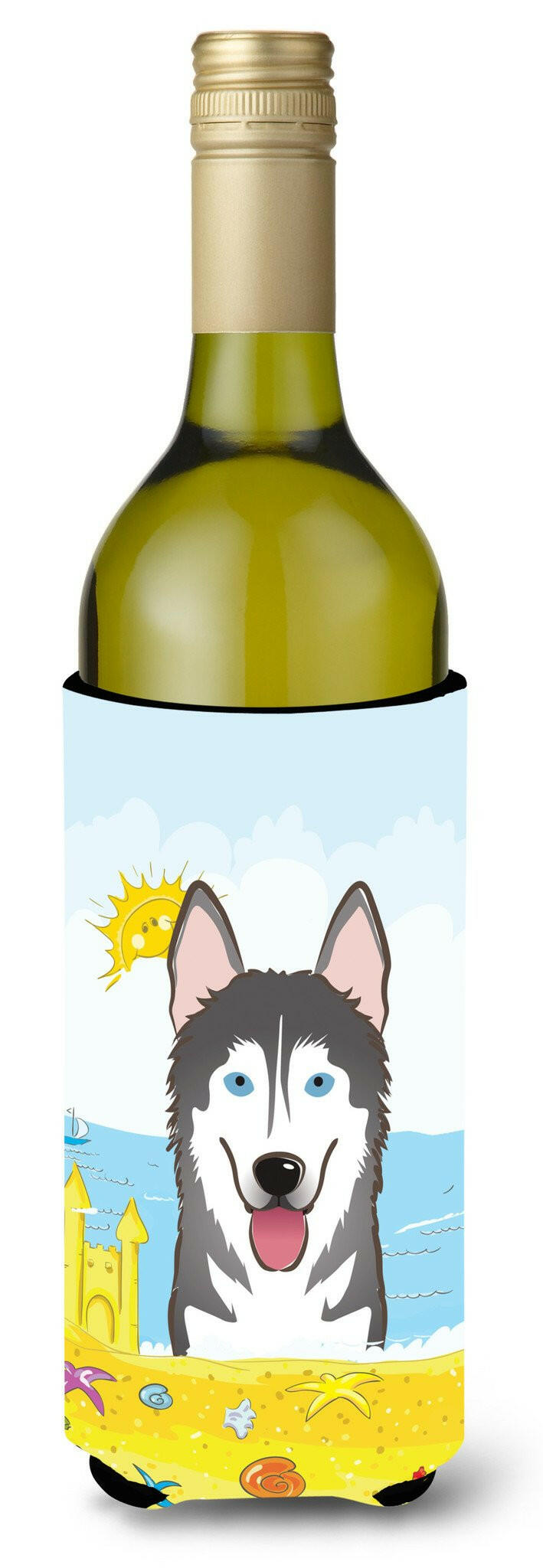 Alaskan Malamute Summer Beach Wine Bottle Beverage Insulator Hugger BB2086LITERK by Caroline's Treasures