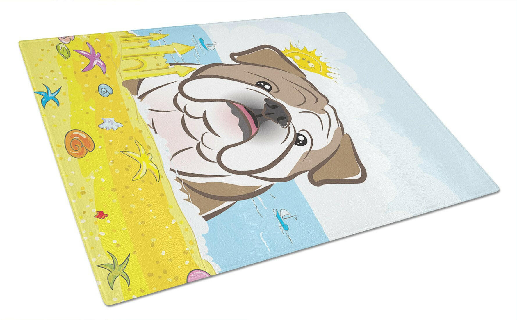 English Bulldog  Summer Beach Glass Cutting Board Large BB2087LCB by Caroline's Treasures