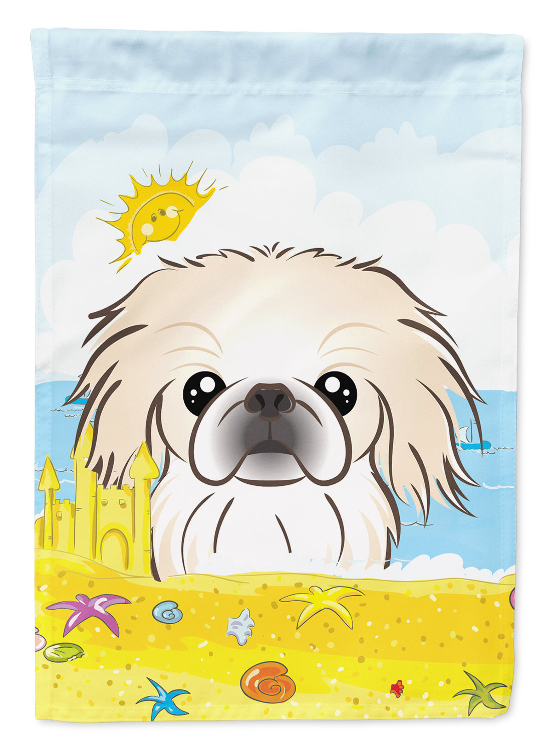 Pekingese Summer Beach Flag Garden Size BB2089GF.