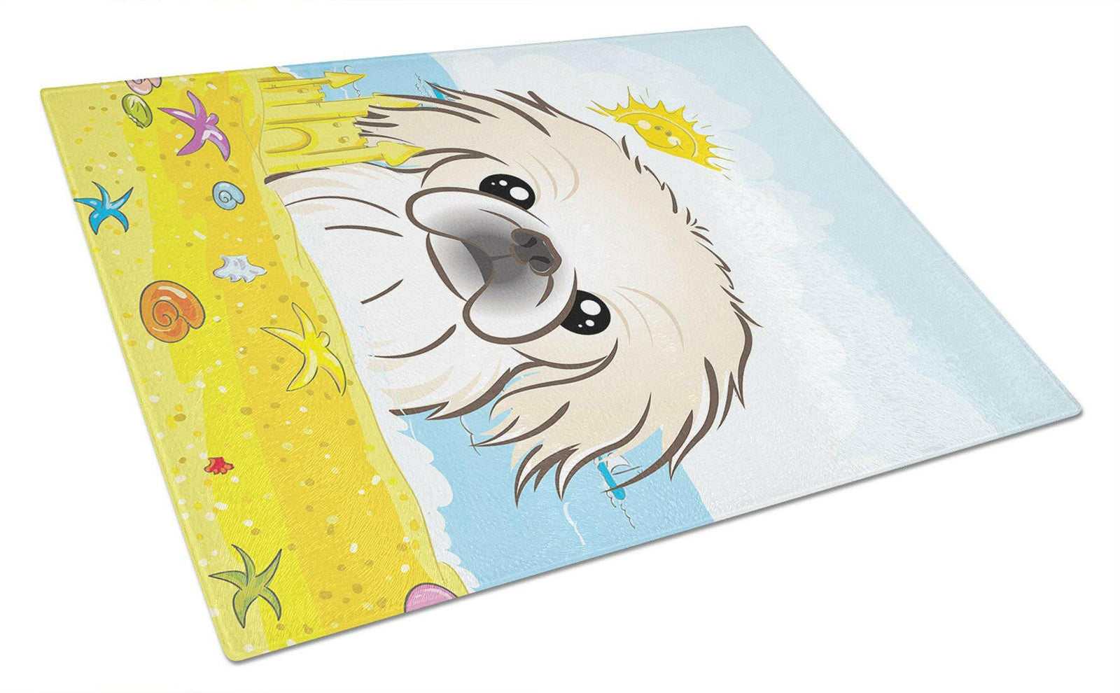 Pekingese Summer Beach Glass Cutting Board Large BB2089LCB by Caroline's Treasures