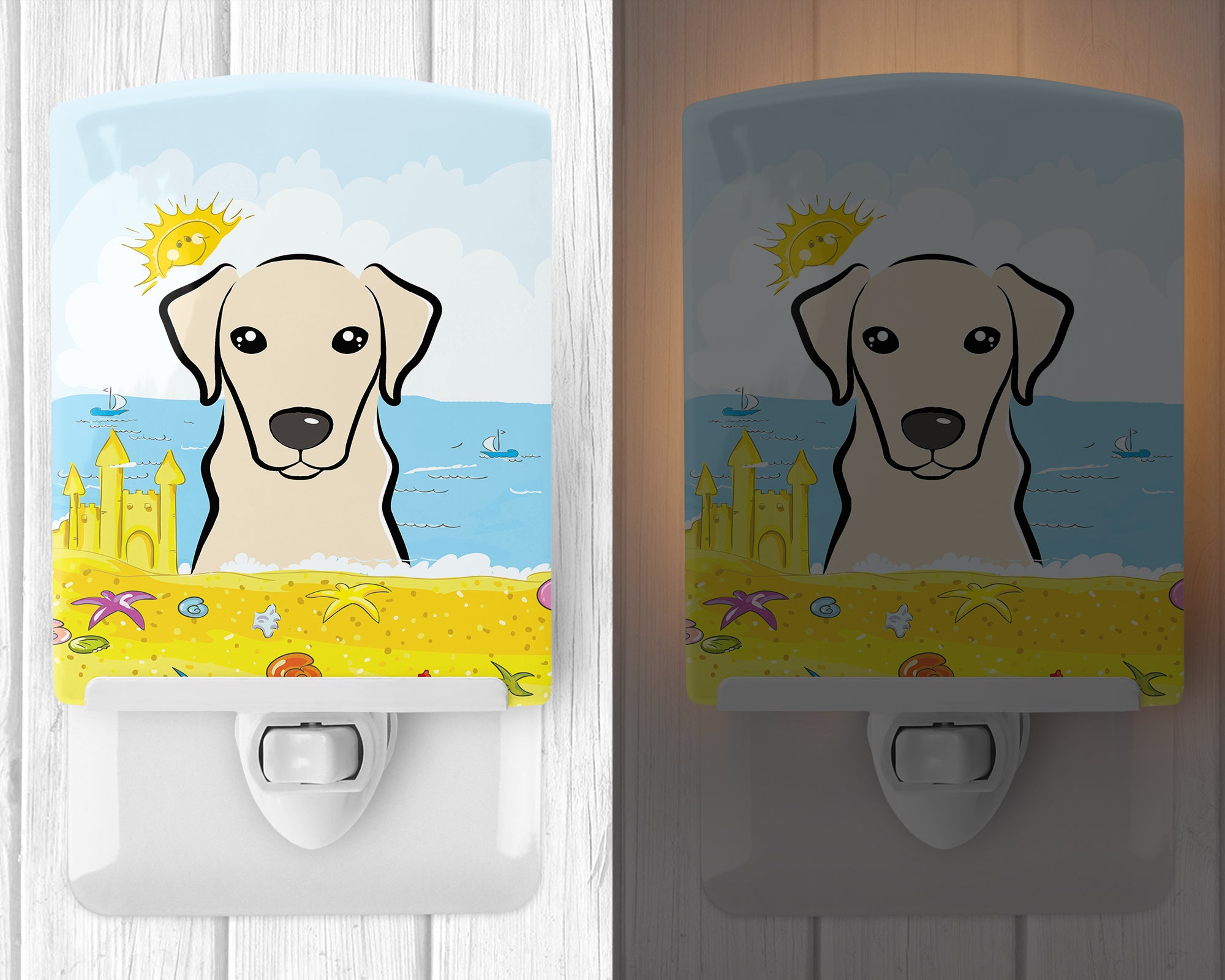 Yellow Labrador Summer Beach Ceramic Night Light BB2090CNL - the-store.com