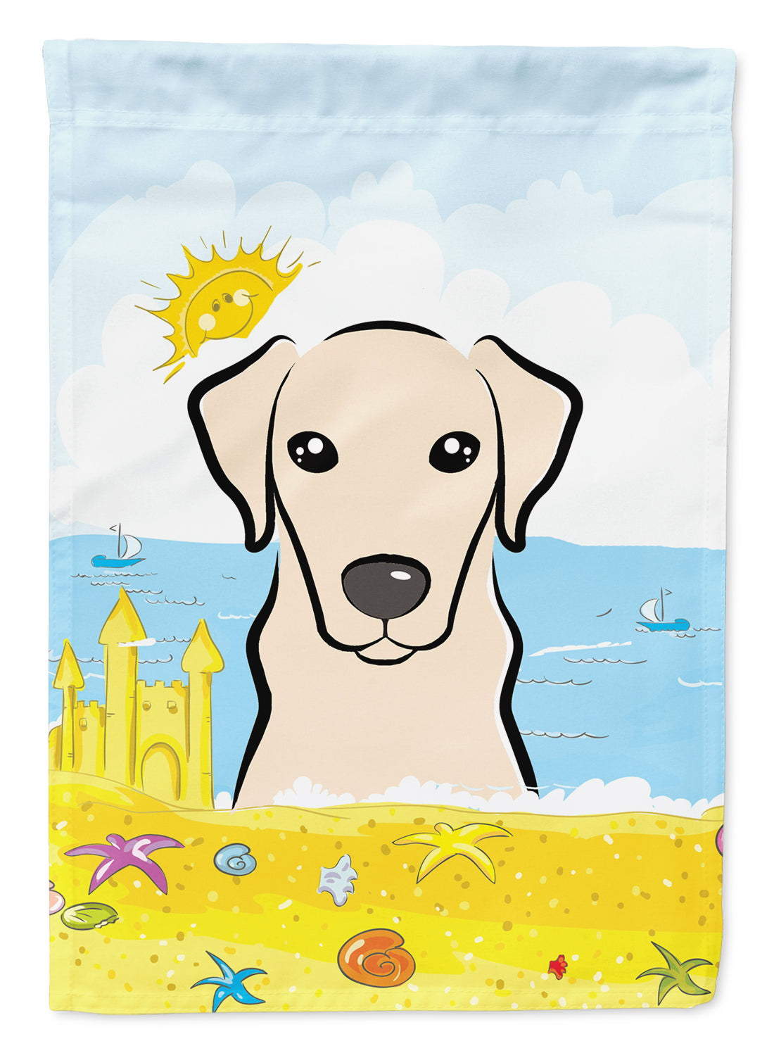 Yellow Labrador Summer Beach Flag Garden Size BB2090GF.