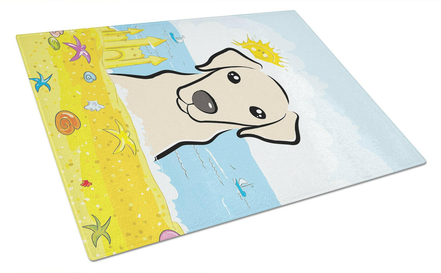 Yellow Labrador Summer Beach Glass Cutting Board Large BB2090LCB by Caroline's Treasures