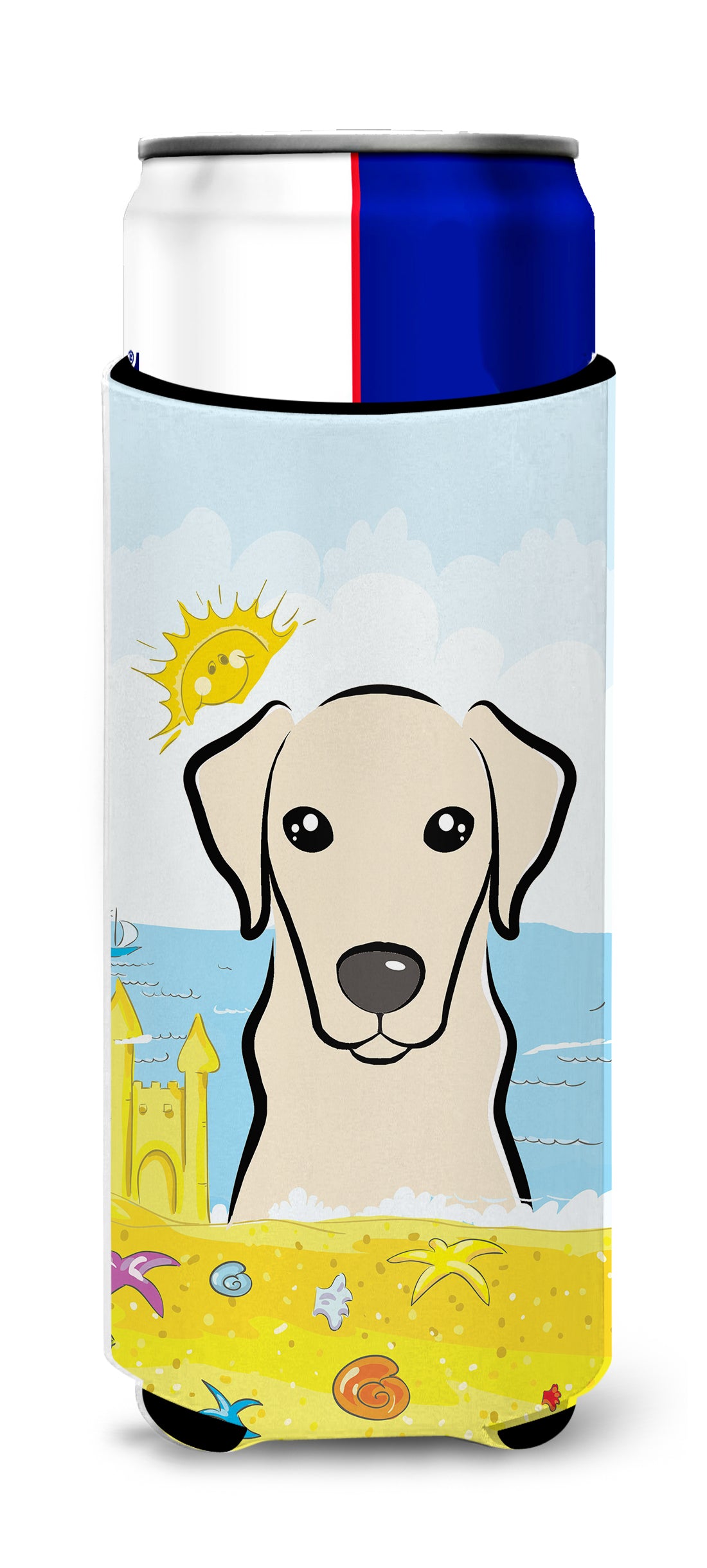 Yellow Labrador Summer Beach  Ultra Beverage Insulator for slim cans BB2090MUK  the-store.com.