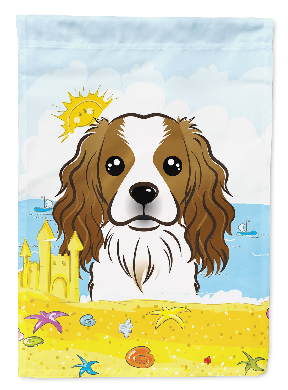 Cavalier Spaniel Summer Beach Flag Garden Size BB2092GF.