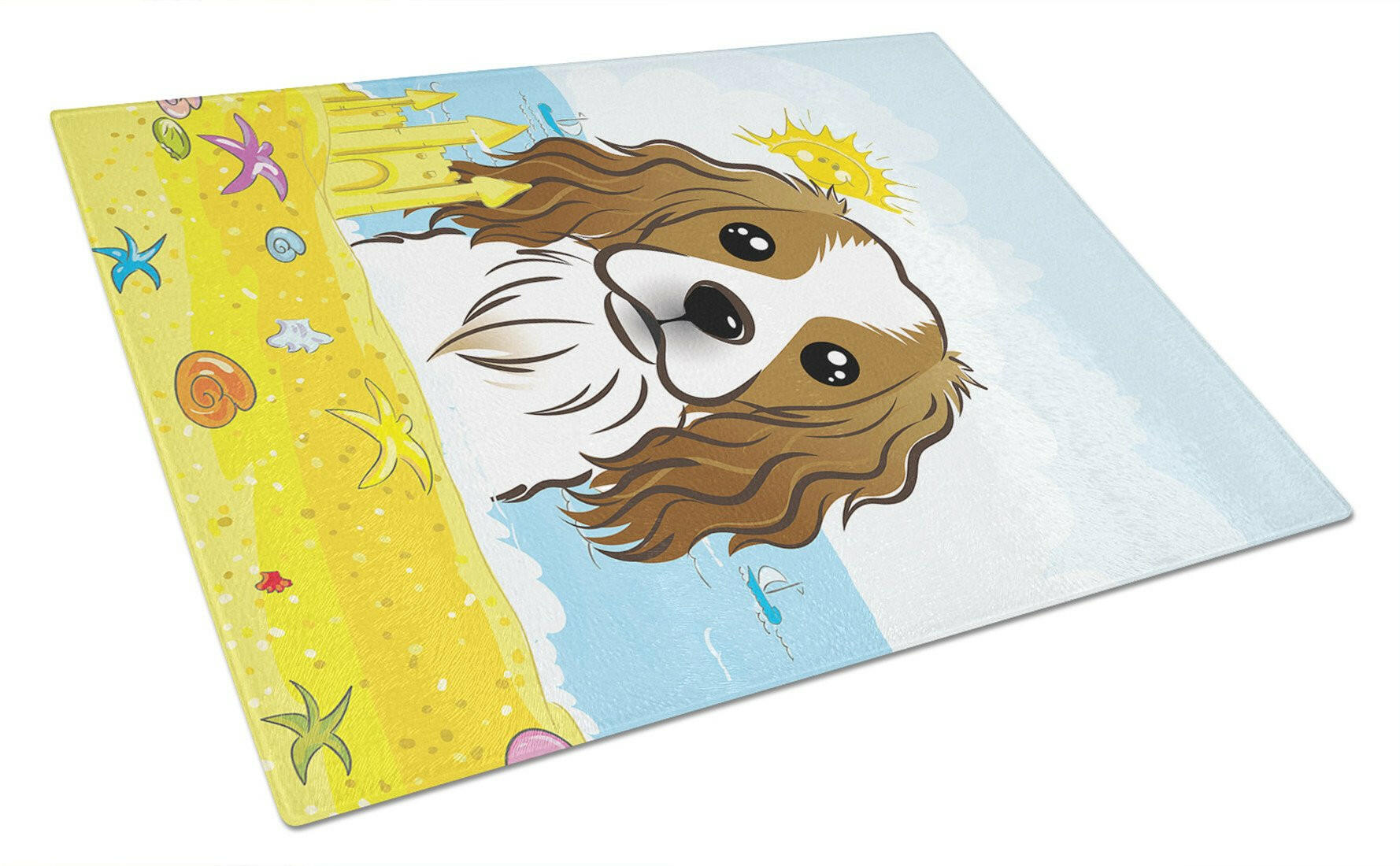 Cavalier Spaniel Summer Beach Glass Cutting Board Large BB2092LCB by Caroline's Treasures