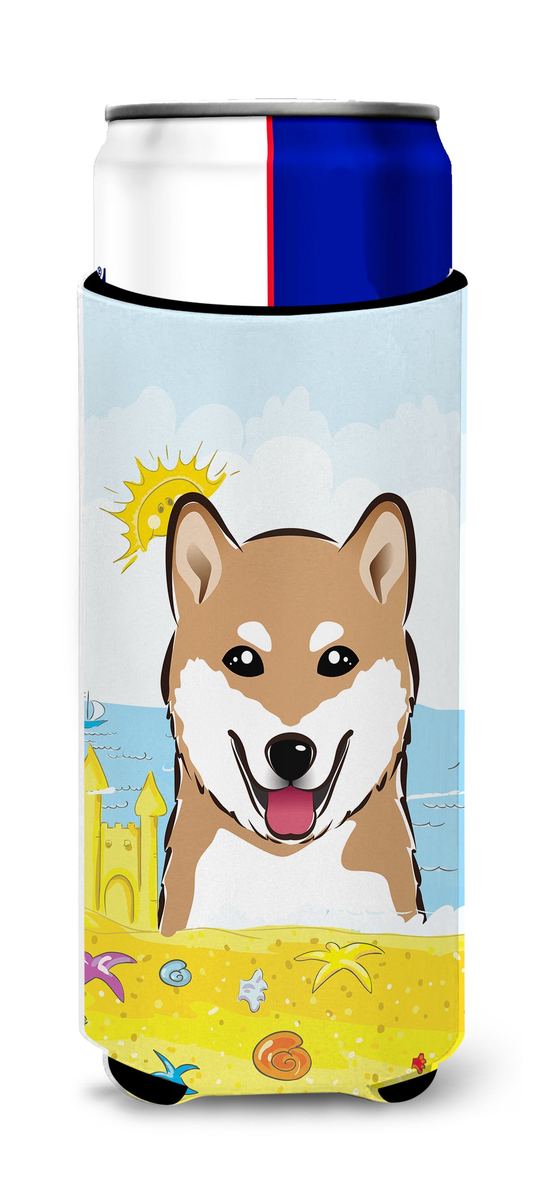 Shiba Inu Summer Beach  Ultra Beverage Insulator for slim cans BB2093MUK  the-store.com.