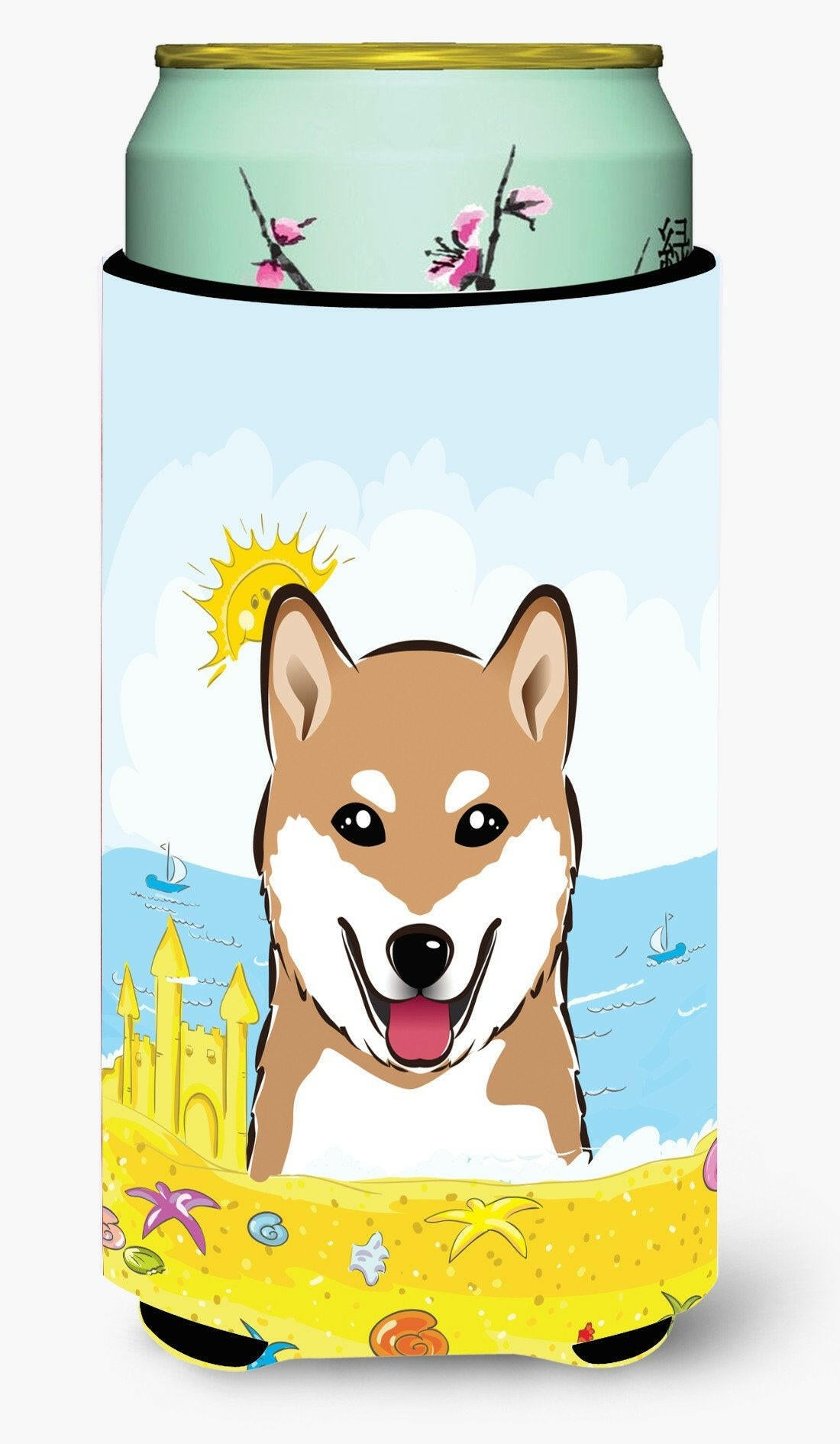 Shiba Inu Summer Beach Tall Boy Beverage Insulator  Hugger BB2093TBC by Caroline's Treasures