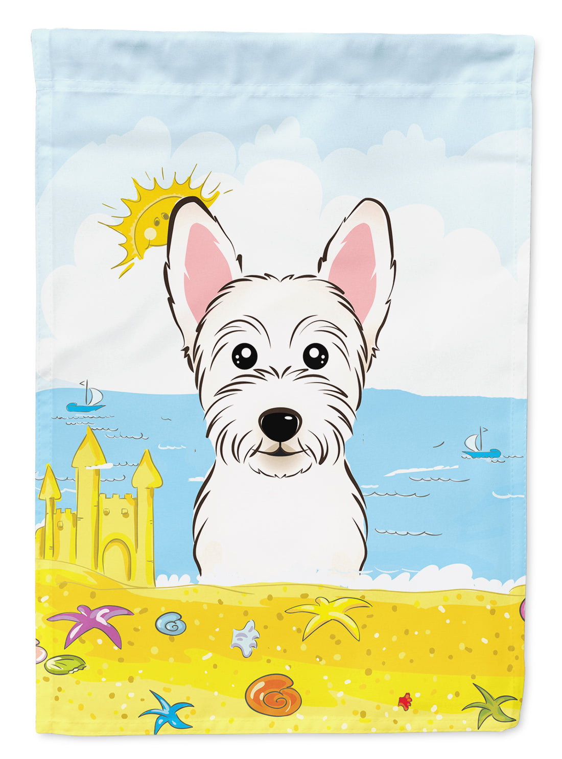 Westie Summer Beach Flag Canvas House Size BB2094CHF  the-store.com.