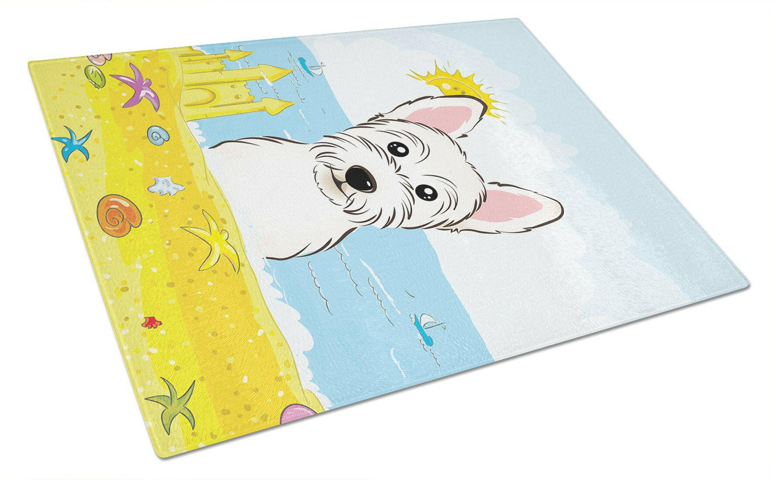 Westie Summer Beach Glass Cutting Board Large BB2094LCB by Caroline's Treasures