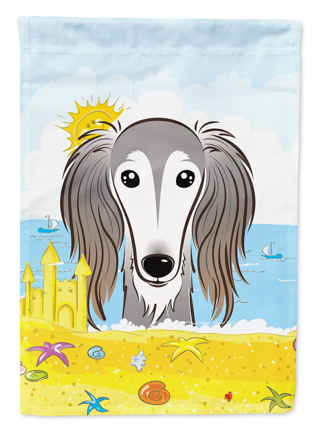 Saluki Summer Beach Flag Garden Size BB2097GF.