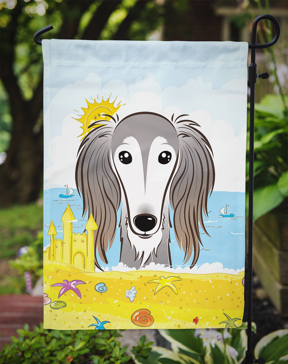 Saluki Summer Beach Flag Garden Size BB2097GF.