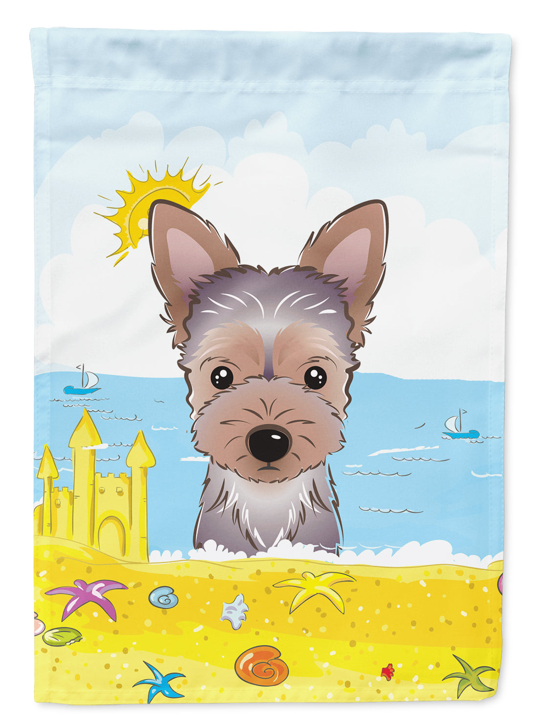 Yorkie Puppy Summer Beach Flag Garden Size BB2100GF.