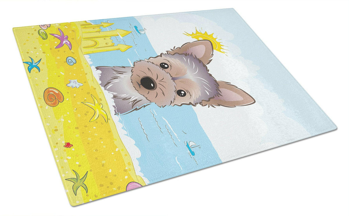 Yorkie Puppy Summer Beach Glass Cutting Board Large BB2100LCB by Caroline&#39;s Treasures