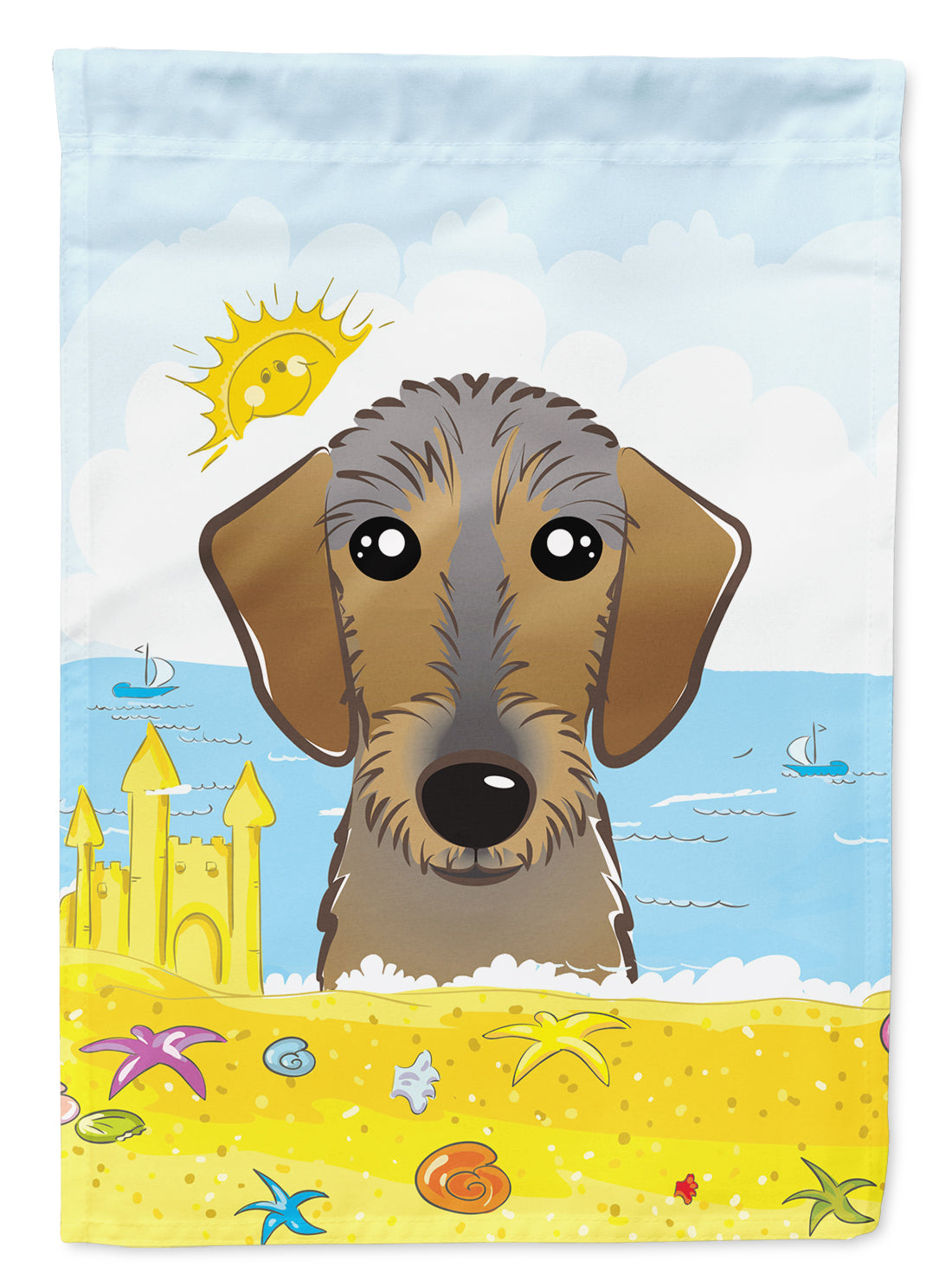 Wirehaired Dachshund Summer Beach Flag Garden Size BB2101GF.