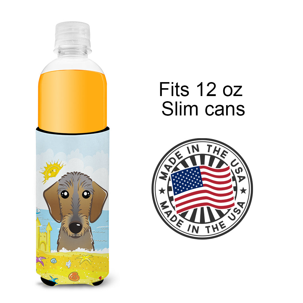 Wirehaired Dachshund Summer Beach  Ultra Beverage Insulator for slim cans BB2101MUK  the-store.com.