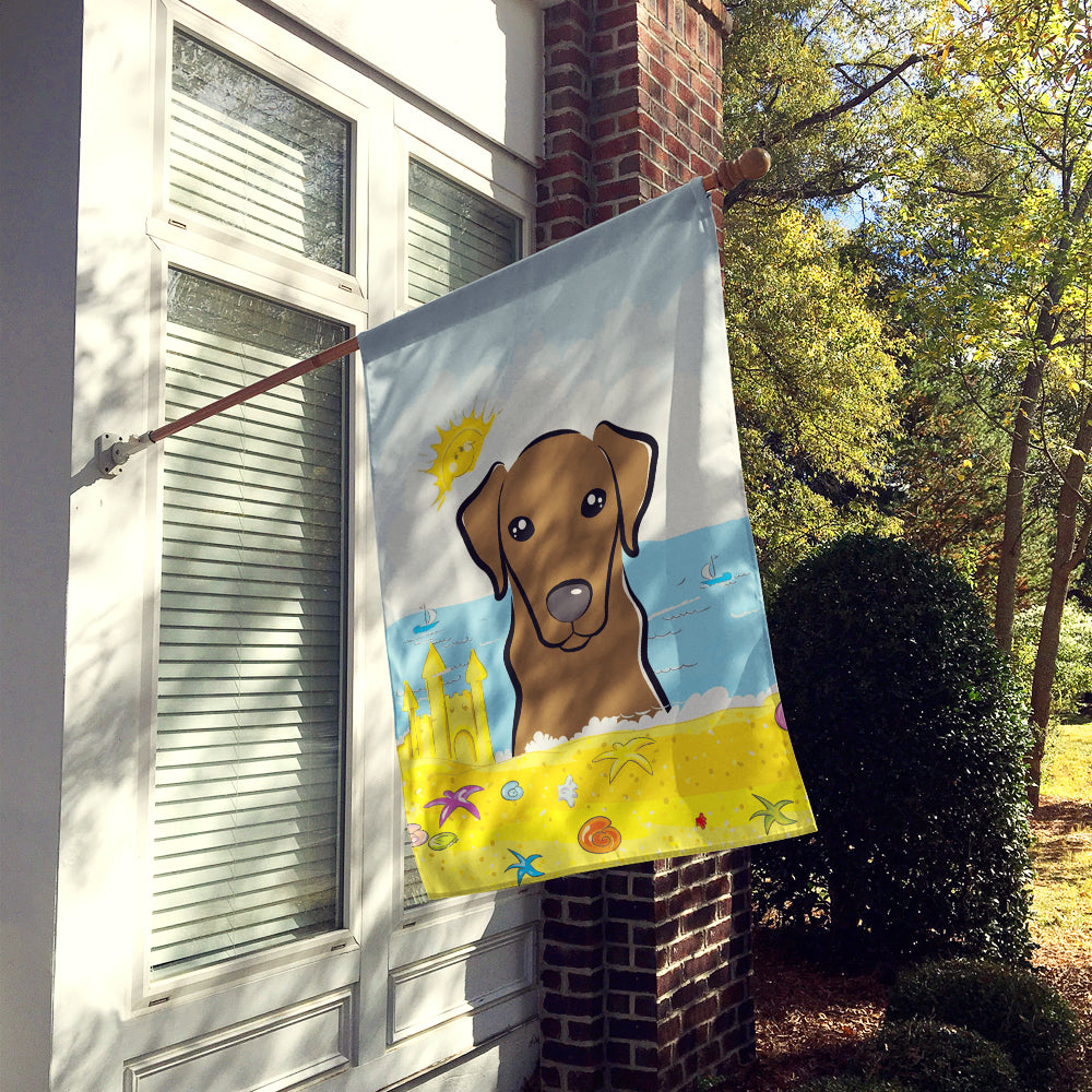 Chocolate Labrador Summer Beach Flag Canvas House Size BB2102CHF  the-store.com.