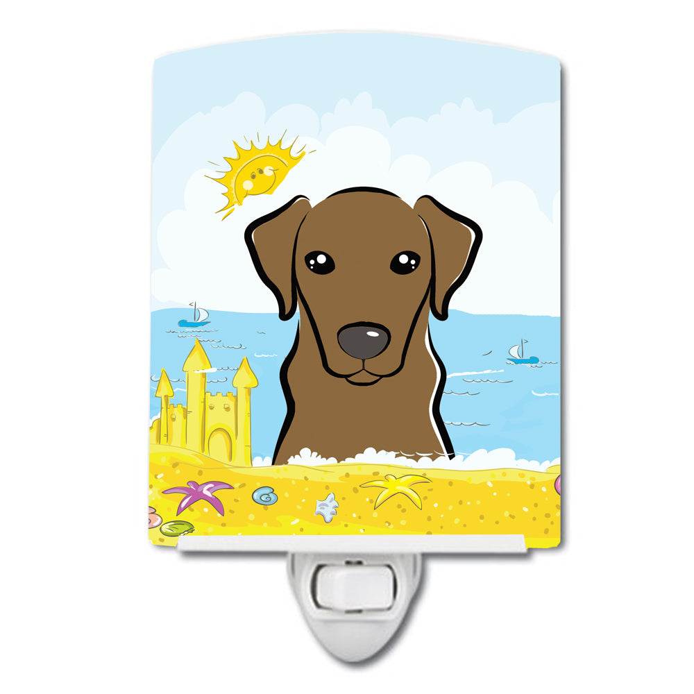 Chocolate Labrador Summer Beach Ceramic Night Light BB2102CNL - the-store.com