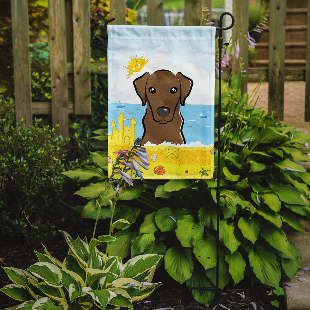 Chocolate Labrador Summer Beach Flag Garden Size BB2102GF.